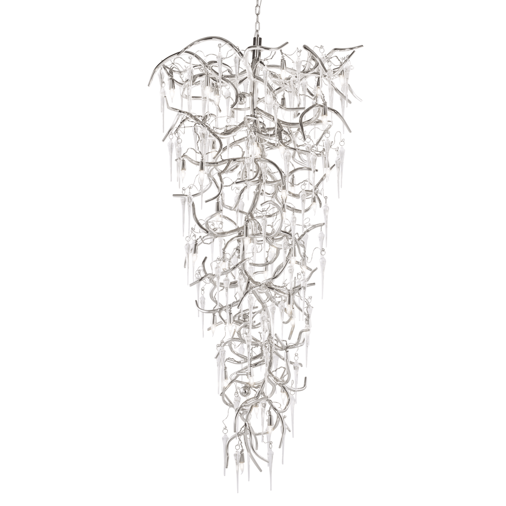 Modern cascading crystal and chrome Eve Icicles Chandelier Conical for elegant decor