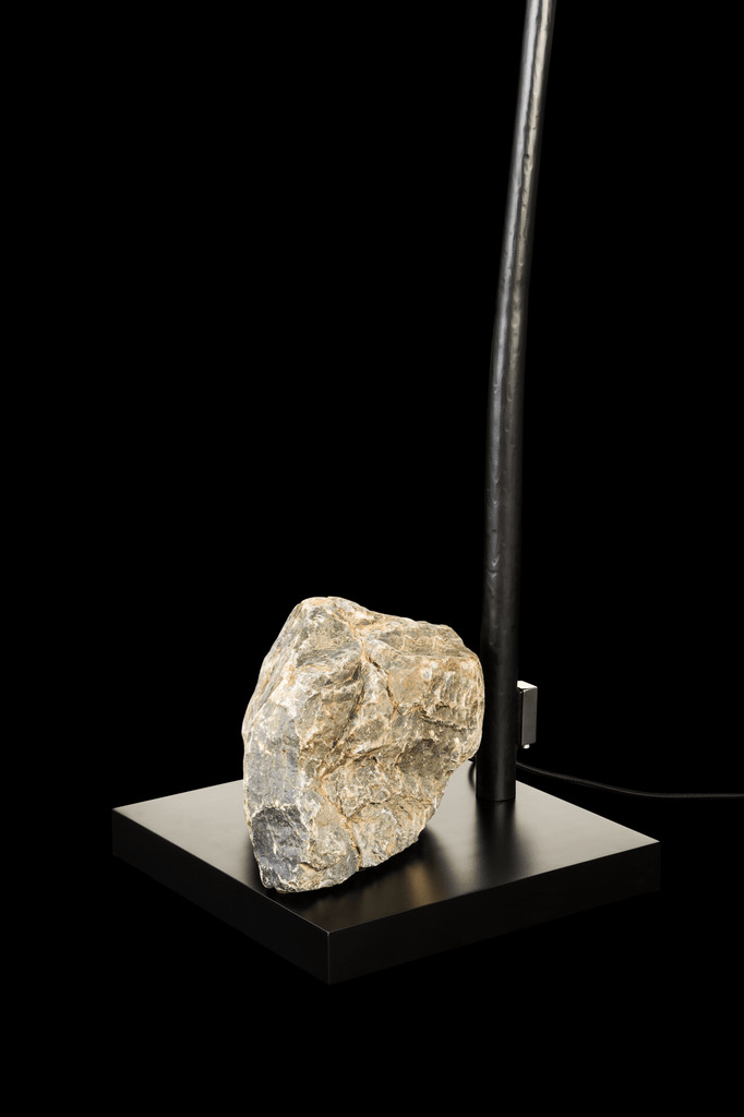 Rough light-colored geological specimen for Flintstone Floor Lamp with crystalline texture