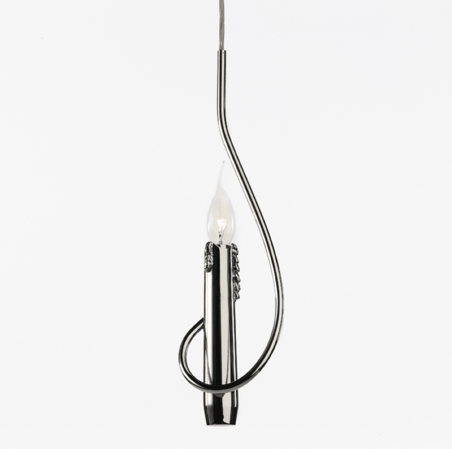 Floating candles hanging lamp with chrome pendant and candle-shaped bulb for stylish illumination