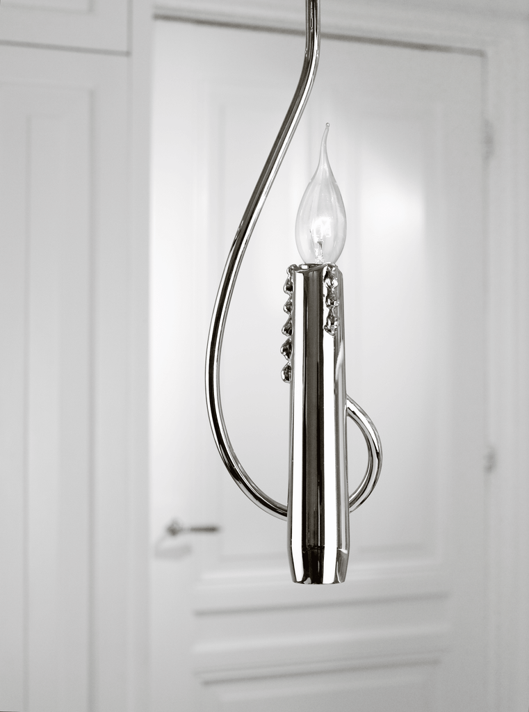 Silver-toned decorative wall sconce with flame-shaped bulb for floating candles hanging lamp