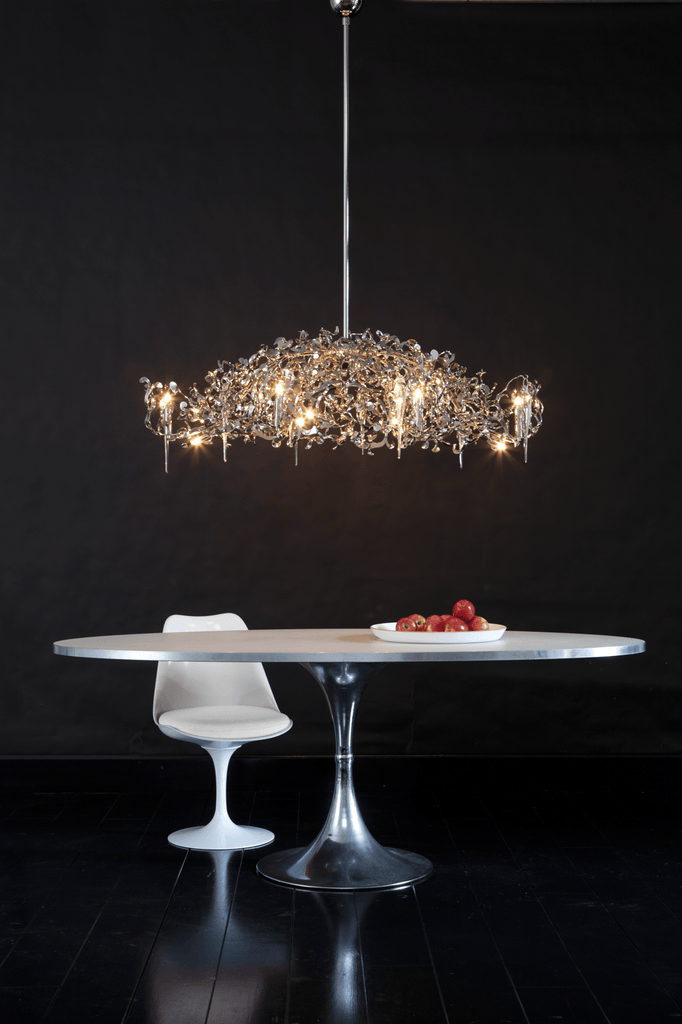 Flower Power Chandelier Oval featuring a modern ornate design with multiple lights and branch-like metal details