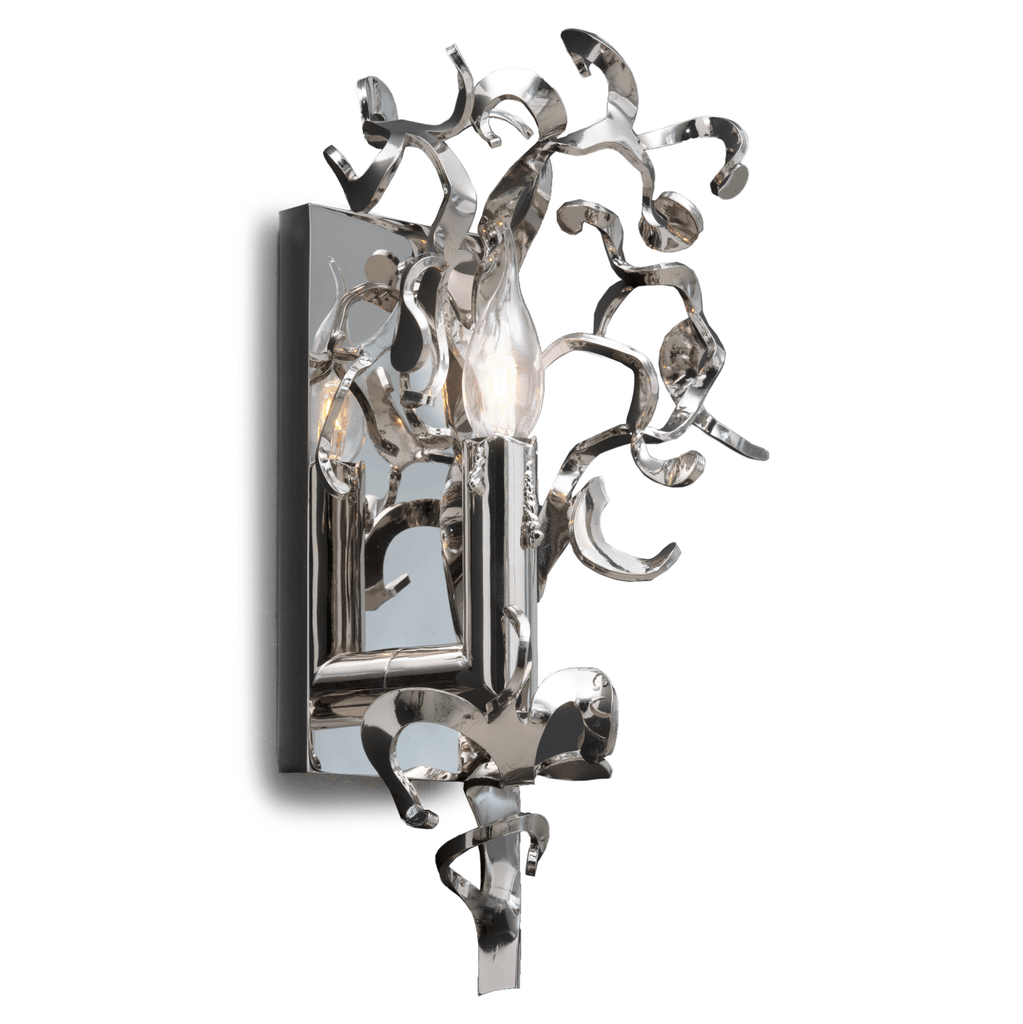 Flower Power Wall Lamp featuring polished chrome sconce with abstract sculptural design