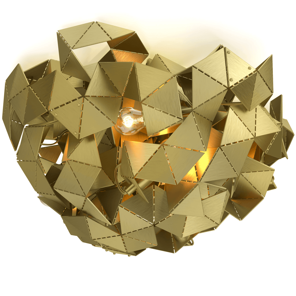 Modern gold fractal ceiling lamp round with geometric abstract design
