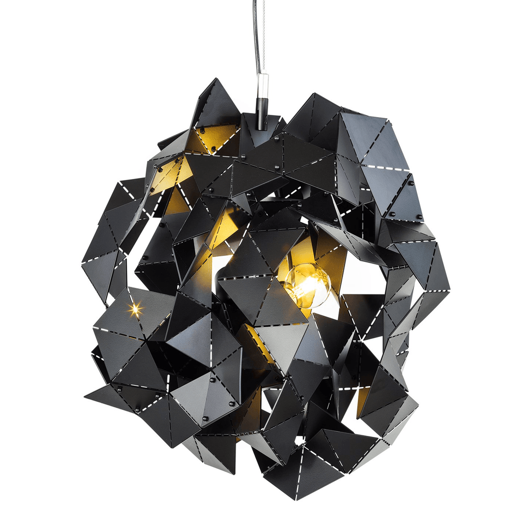 Fractal Cloud modern black geometric pendant light with exposed bulbs for stylish illumination