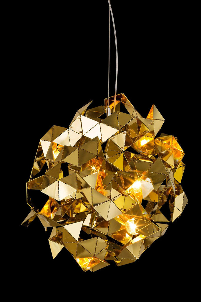 Fractal Cloud hanging gold geometric chandelier with multiple light sources for elegant decor
