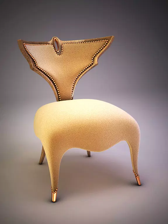 Freebird Chair with ornate bat-wing shaped backrest and plush rounded seat