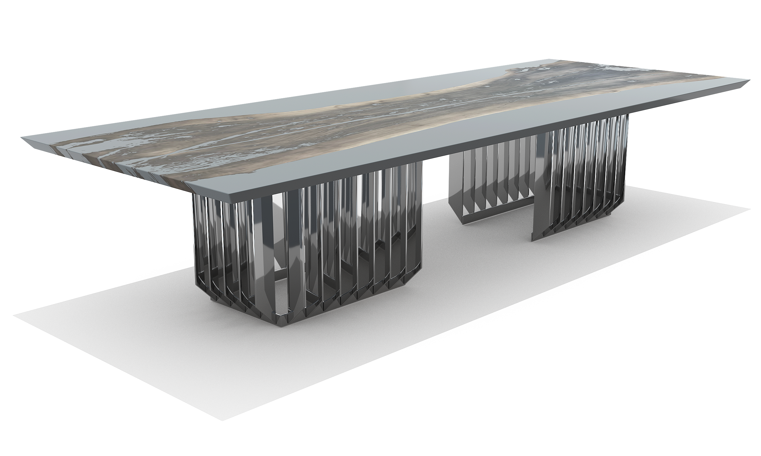 Gray Mysteria Bleached Walnut Wood Dining Table