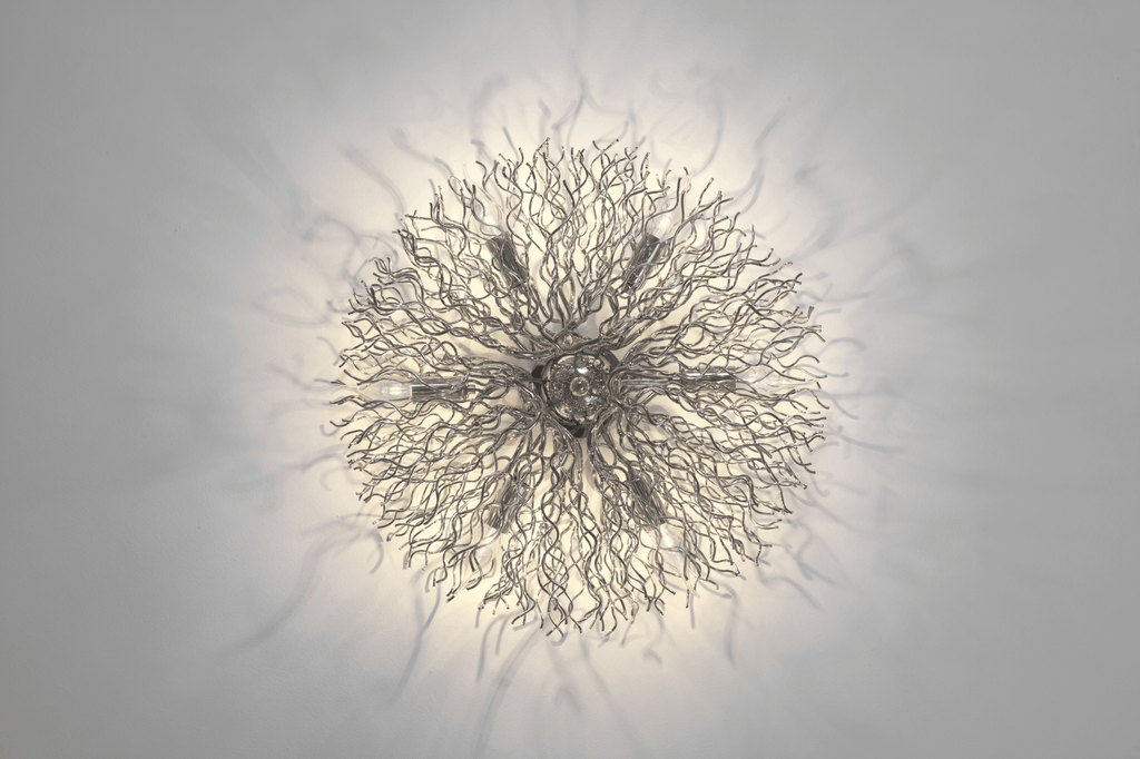 Hollywood ceiling lamp round with ornate modern ceiling light fixture and branch-like metal elements