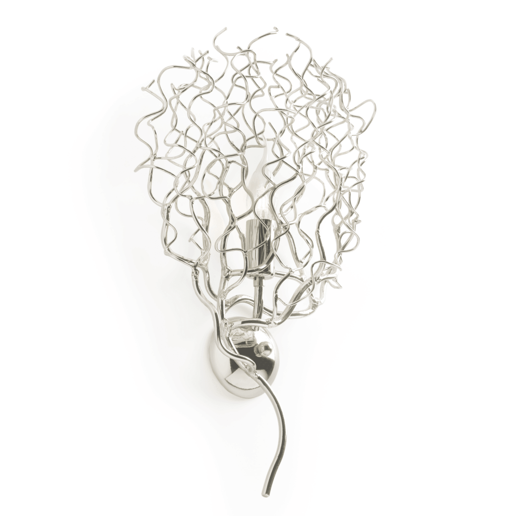 Hollywood Wall Lamp with polished chrome finish and decorative wavy metal shade