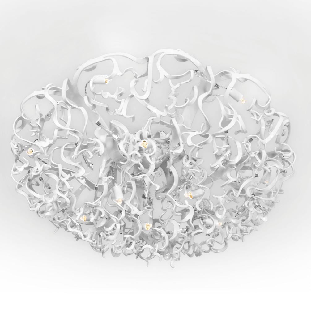 Icy Lady Ceiling Lamp with sculptural white design and multiple illuminated bulbs
