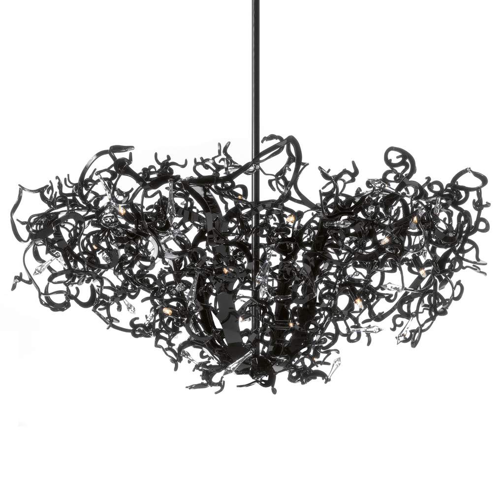Abstract black Icy Lady Chandelier with swirling shapes in Lady Chandelier Round Upside Down design