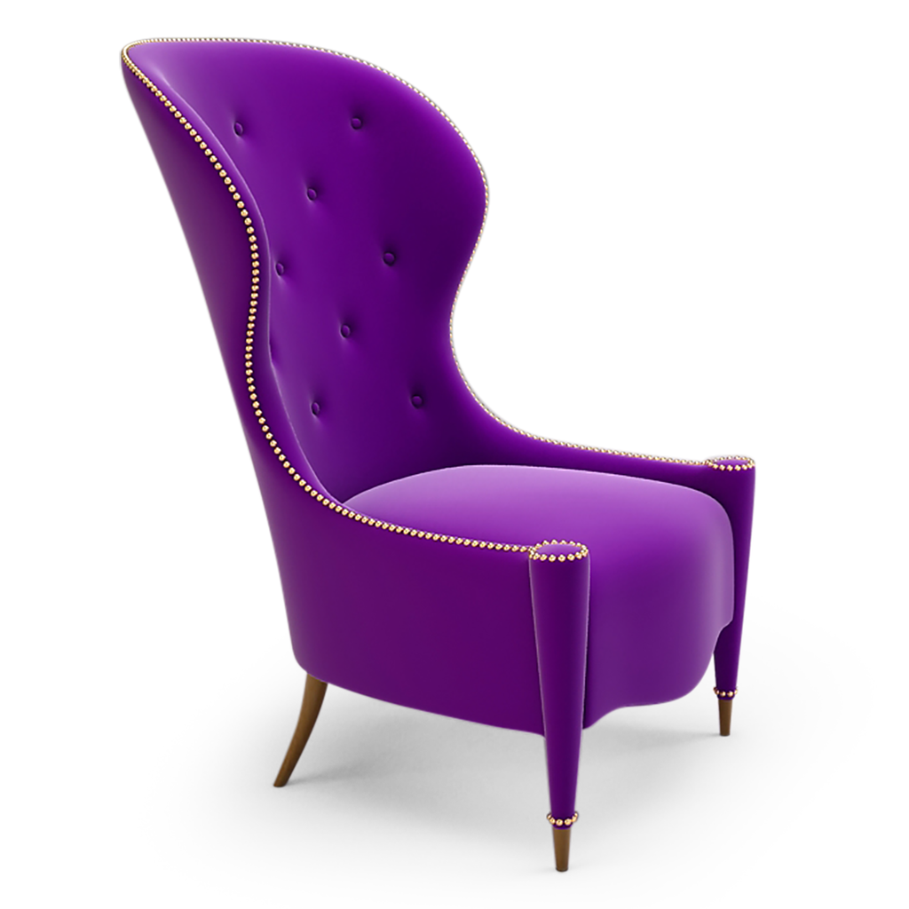 Juniper Chair high-backed tufted purple velvet armchair with decorative stud trim