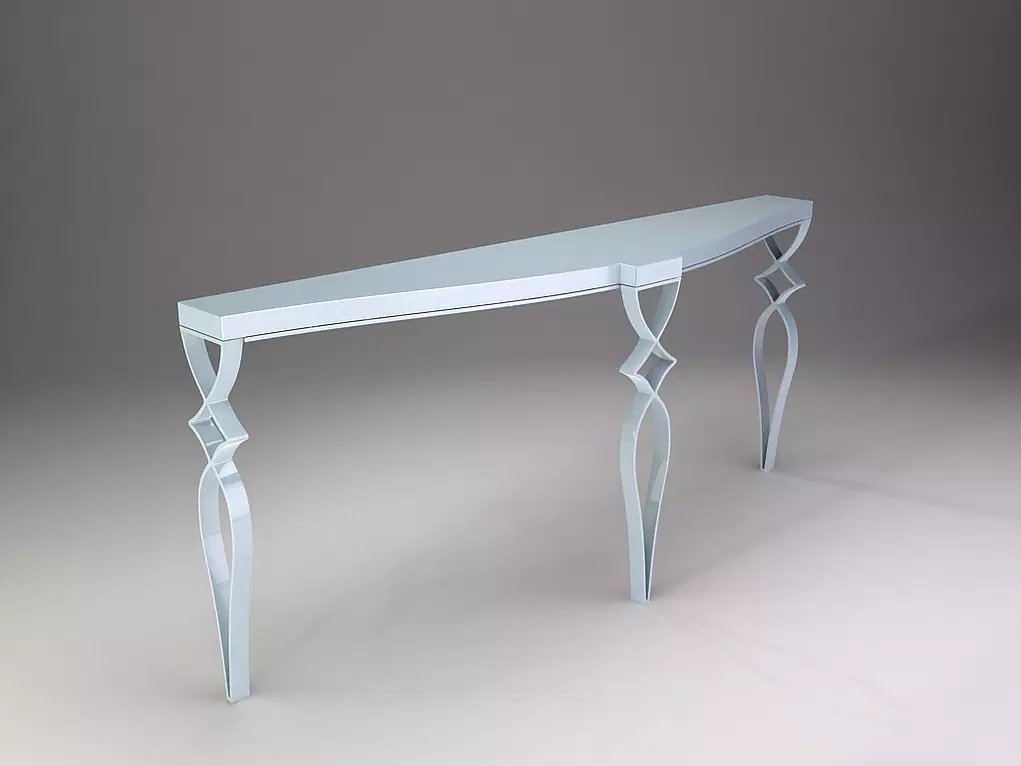 Light blue La Tour Console with four elegantly curved twisted legs for stylish décor
