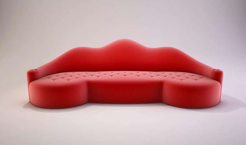 Red lips-shaped Lola Sofa with tufted upholstery for stylish living room decor