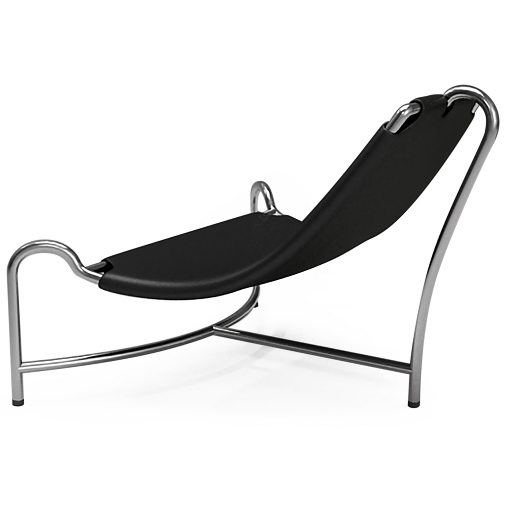 Black leather and chrome lounge chair for modern home decor and stylish comfort