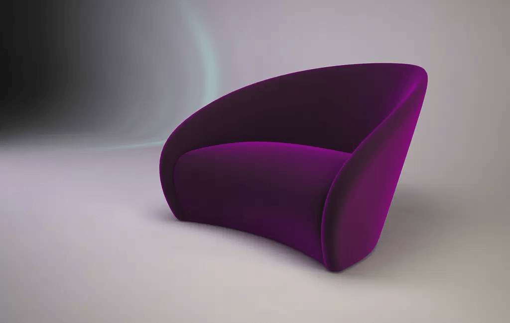 Modern curved purple velvet Marylin Chair for stylish living room decor