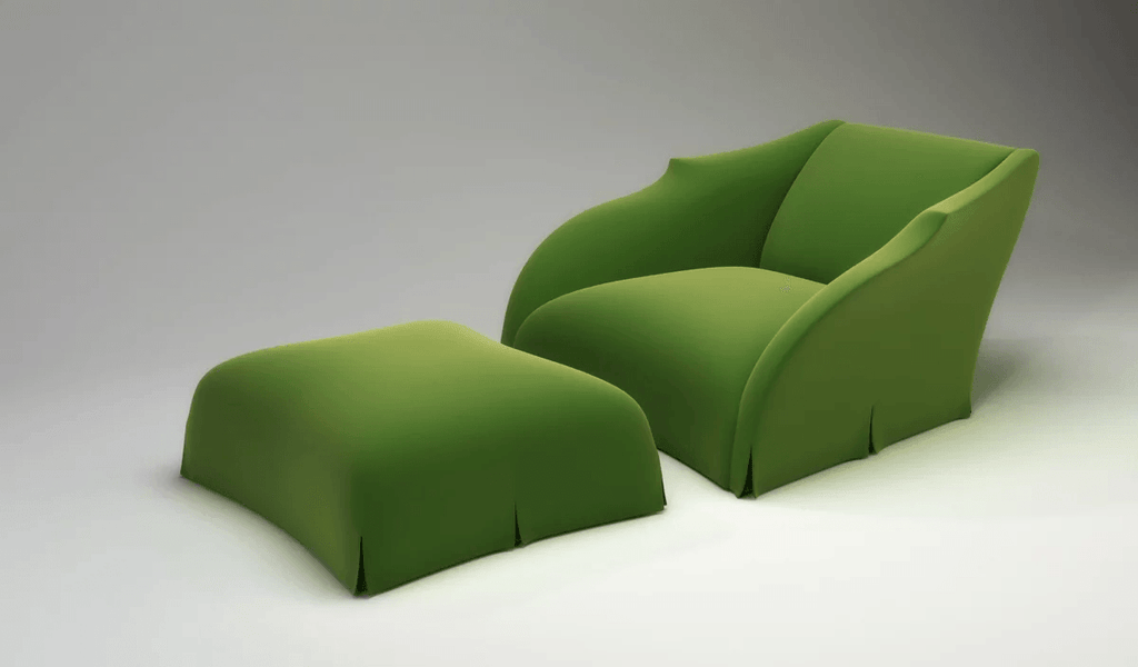 Lime green Mercer Chair with matching ottoman for modern living room decor