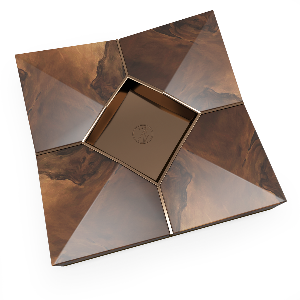 Decorative brown and bronze Mormo Cigar Ashtray with central square compartment