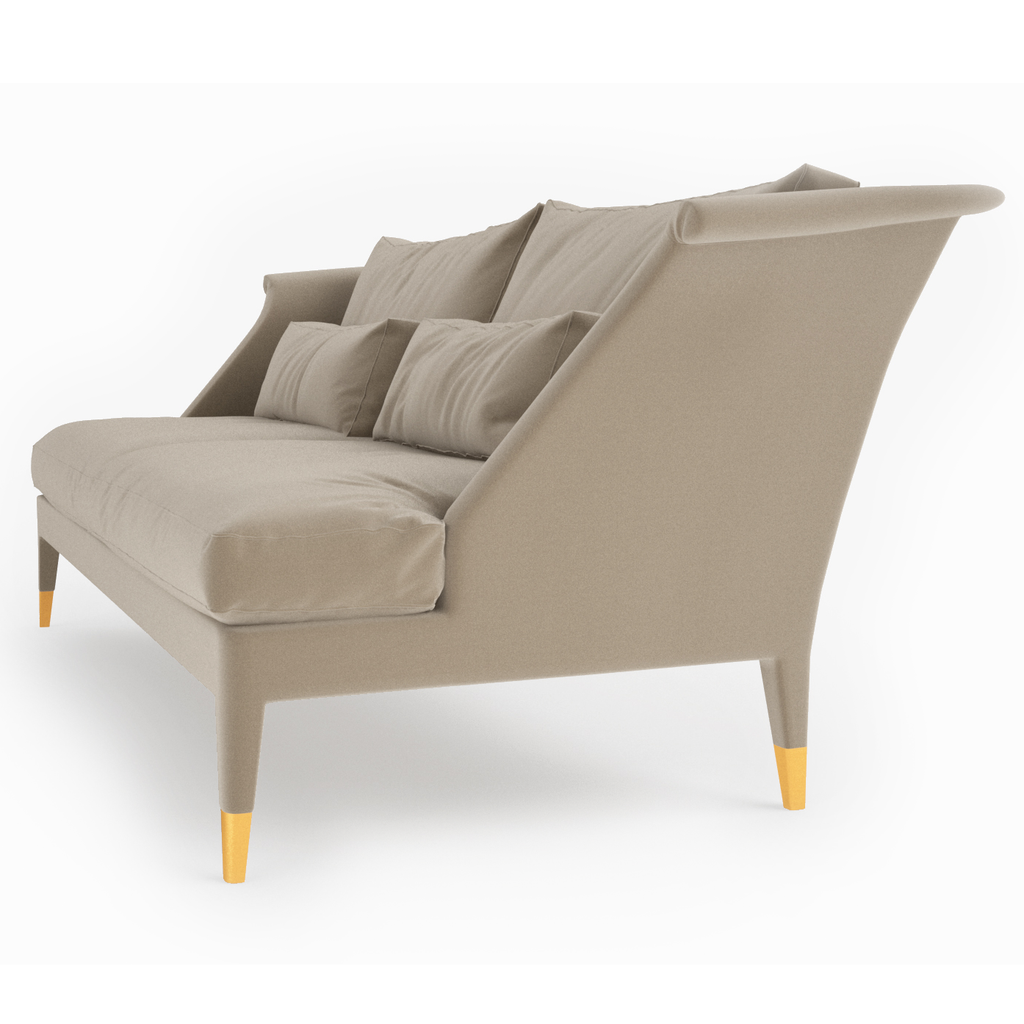 Senior Sofa beige modern sofa with unique backrest design and brass-tipped legs
