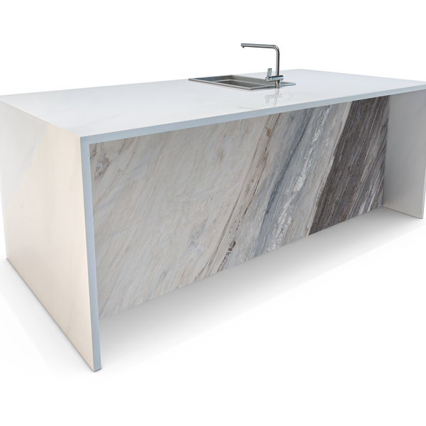 Colorado Classico Marble Waterfall Kitchen Island
