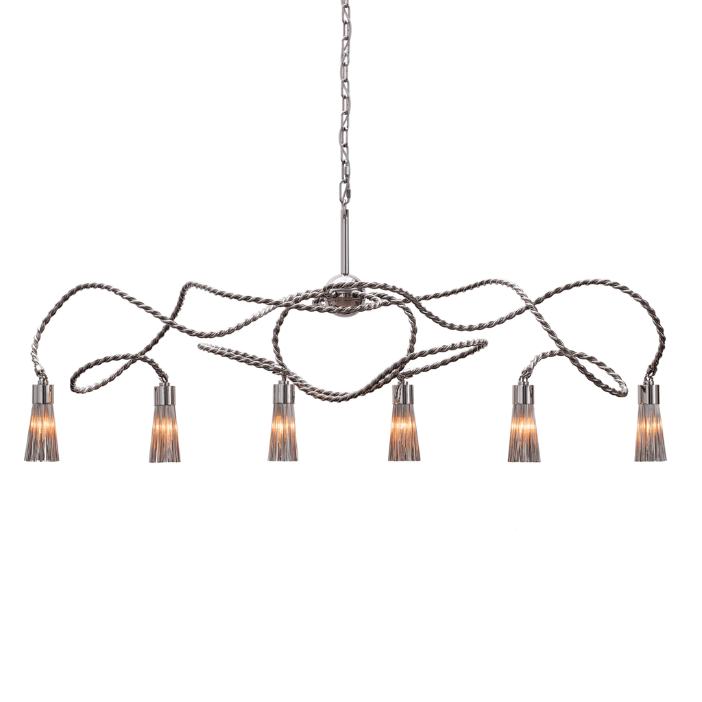 Contemporary Sultans Of Swing Hanging Lamp with polished chrome finish and glass shades