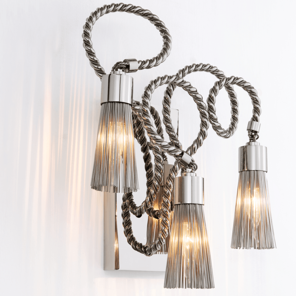 Polished Nickel Swing Wall Lamp with Tassel-Like Lights, Sultans Of Swing Wall Lamp