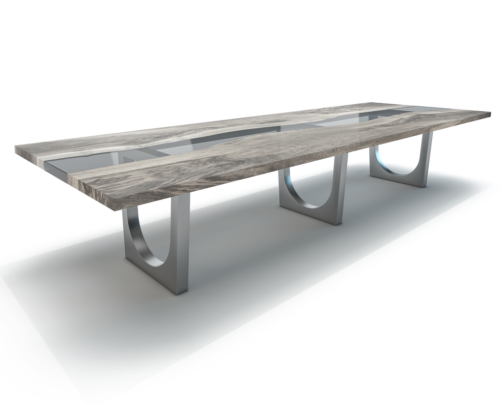 Timberwolf Carna Bleached River Walnut Wood Dining Table - ARDITI