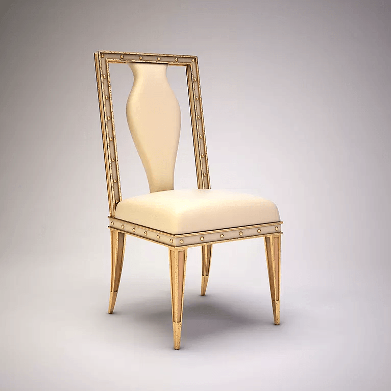 Modern Vase Chair with cream upholstery and gold frame for stylish home decor