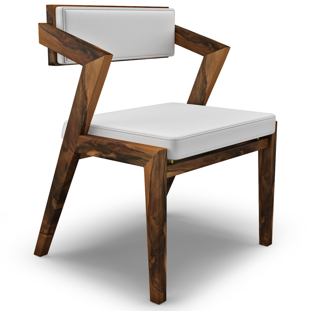 Vernazza Dining Chair with modern wooden frame and white upholstered seat