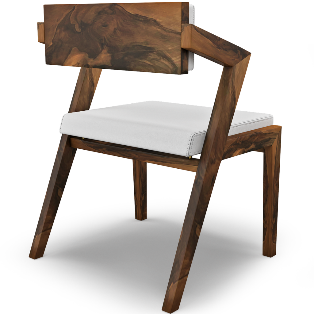 Modern Vernazza Dining Chair with wooden frame and white upholstered seat