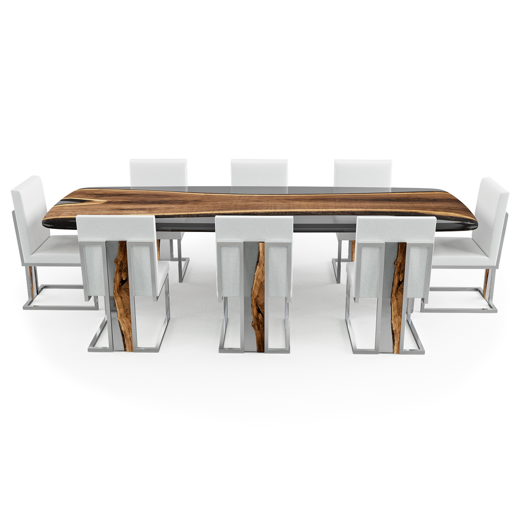 Modern Verona Dining Chair with unique wooden and metal accents at a stylish dining table