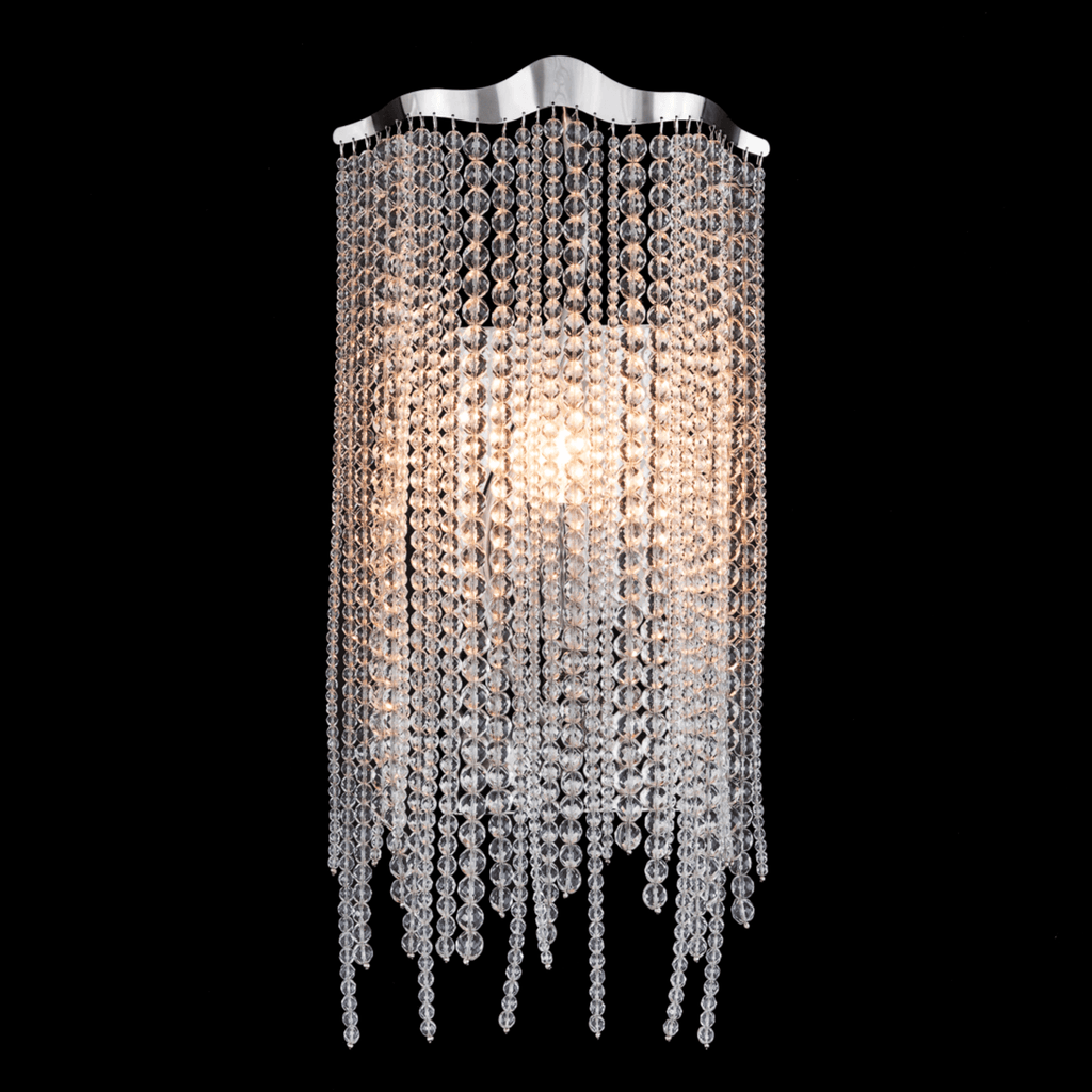 Sparkling crystal beaded Victoria Wall Lamp with chrome top for elegant wall lighting