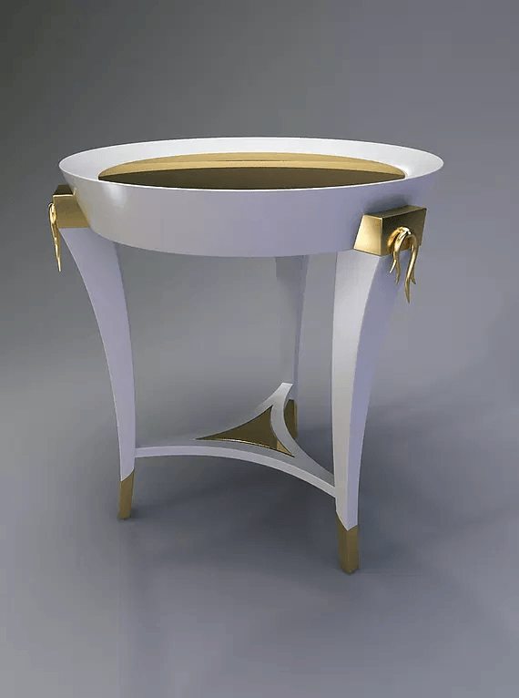 Vlm End Table with white gold round side table open basin top decorative leg accents